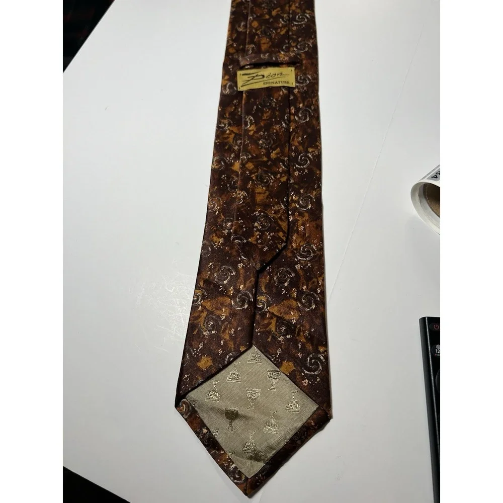 Vintage Dior Bronze Brown Orange Foulard Tie Business Meetings Poetcore